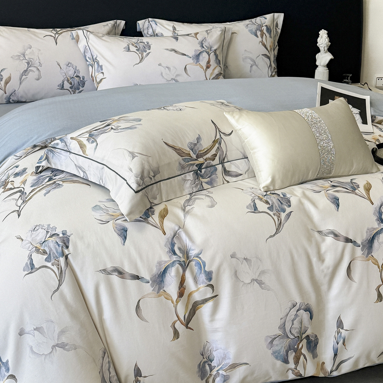 91家纺网 家纺一手货源 找家纺 梵克保罗 2025秋冬新款数码印花全棉磨毛单被套三件套四件套系列 思瑾