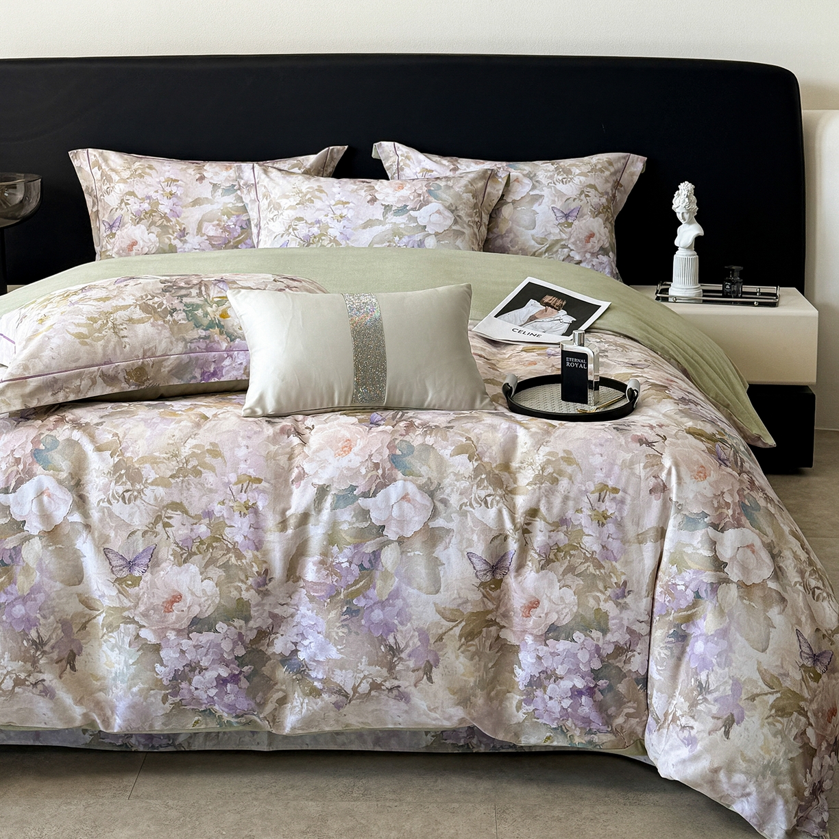 91家纺网 家纺一手货源 找家纺 梵克保罗 2025秋冬新款数码印花全棉磨毛单被套三件套四件套系列 暮云-黄