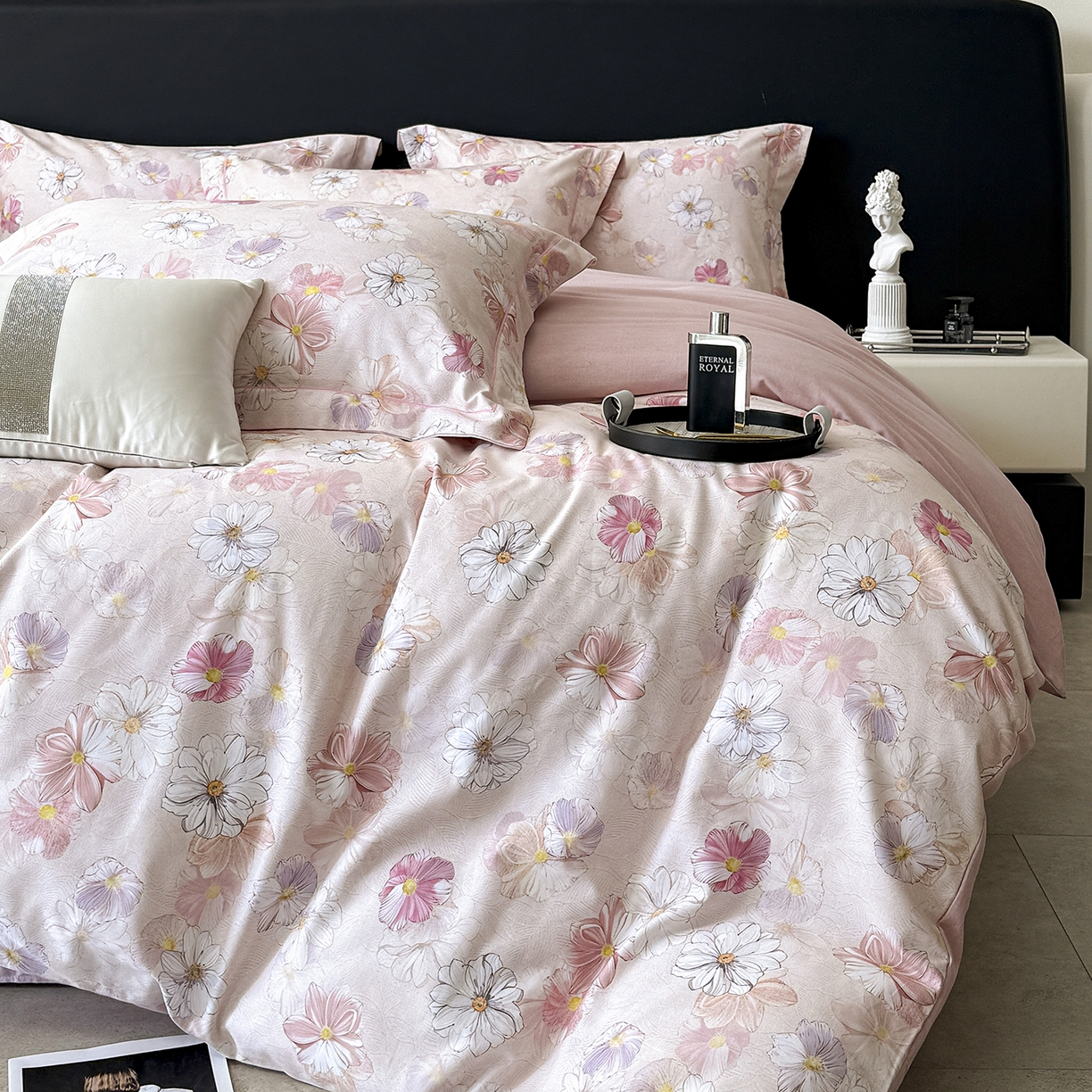 91家纺网 家纺一手货源 找家纺 梵克保罗 2025秋冬新款数码印花全棉磨毛单被套三件套四件套系列 双花飘香