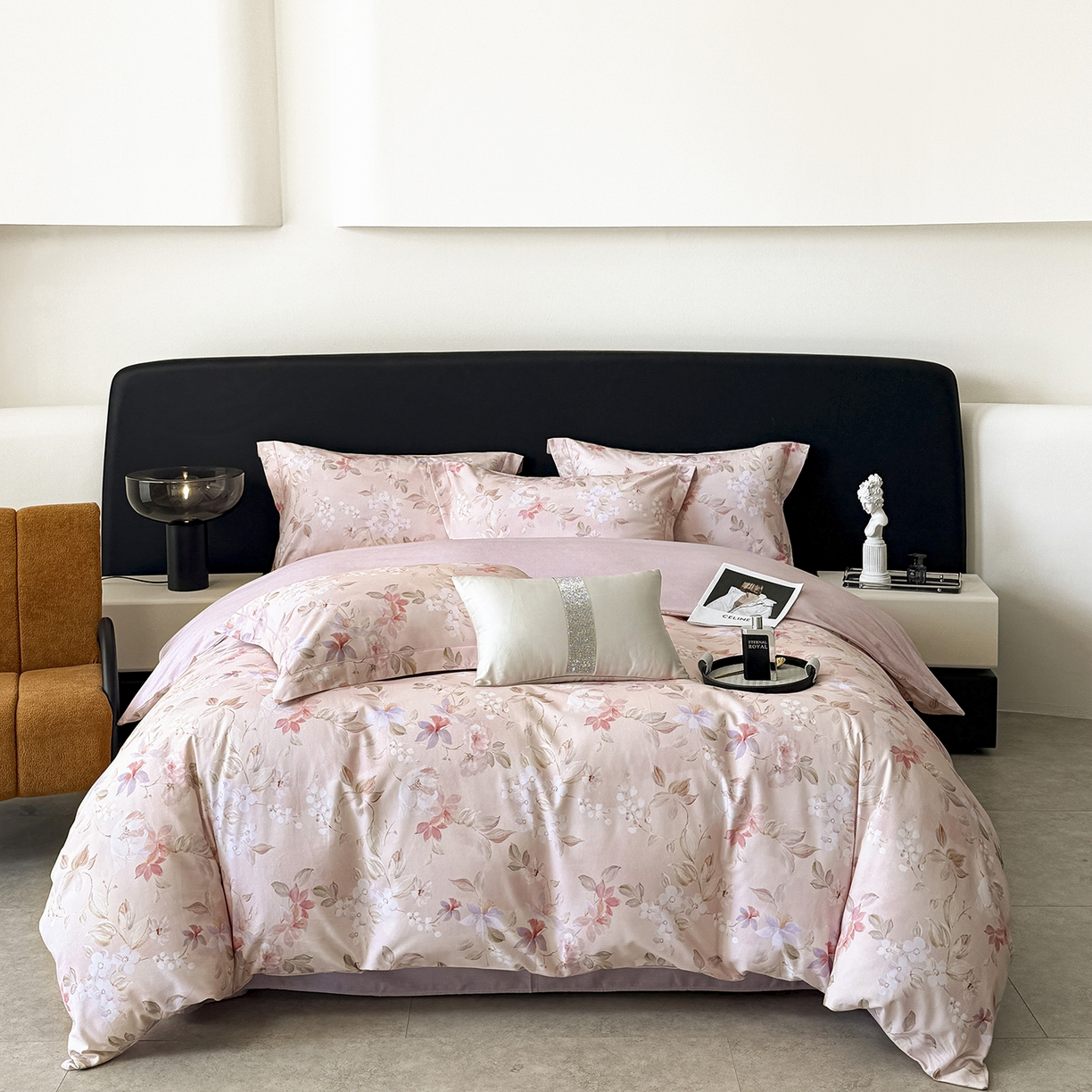 梵克保罗 2025秋冬新款数码印花全棉磨毛单被套三件套四件套系列 科莫花园-粉