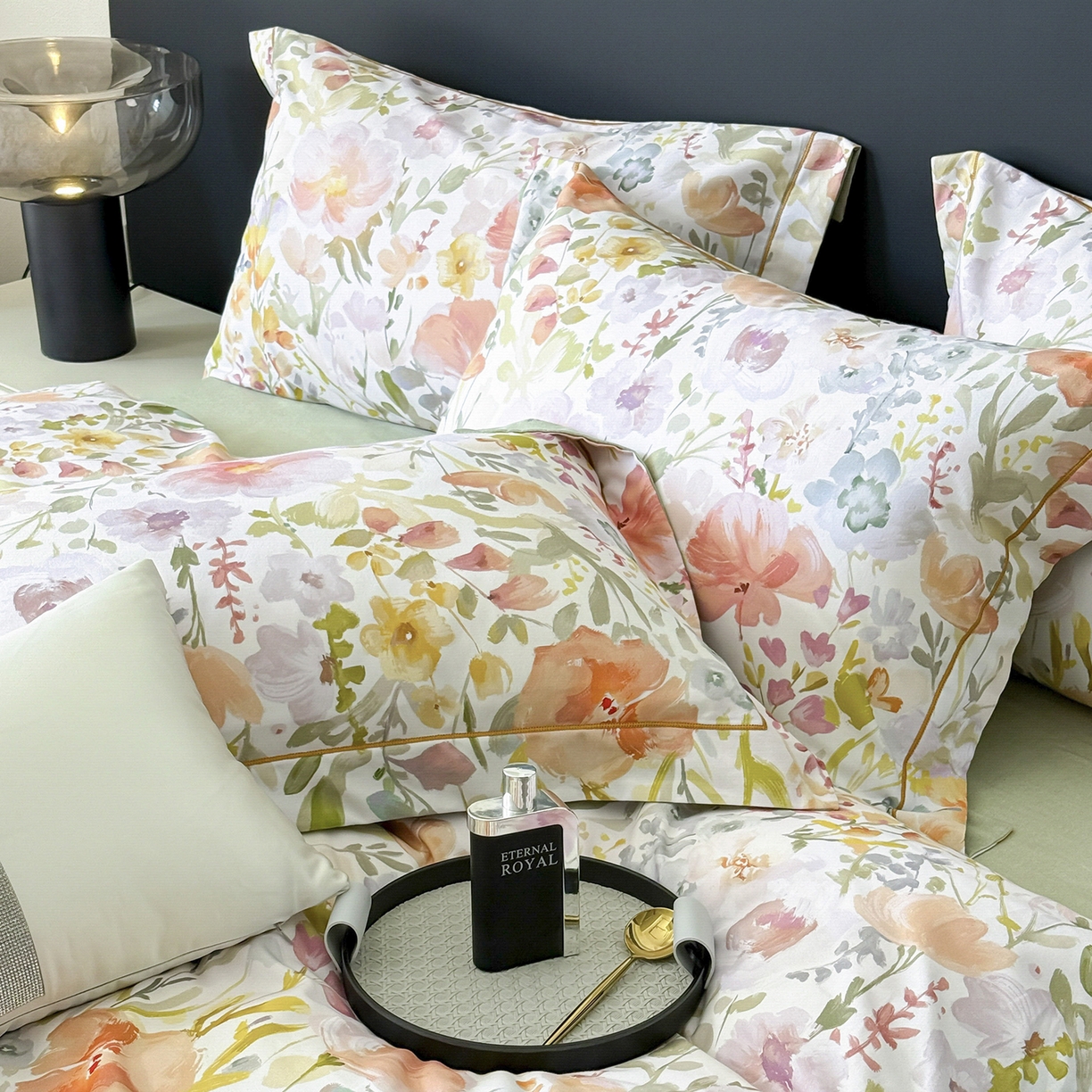 91家纺网 家纺一手货源 找家纺 梵克保罗 2025秋冬新款数码印花全棉磨毛单被套三件套四件套系列 春日油彩-米