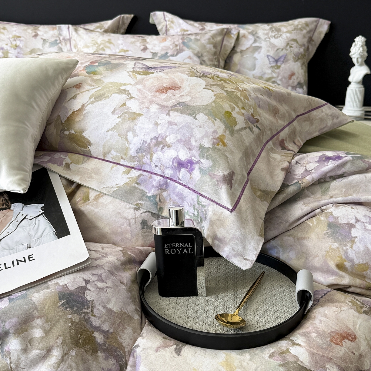 91家纺网 家纺一手货源 找家纺 梵克保罗 2025秋冬新款数码印花全棉磨毛单被套三件套四件套系列 暮云-黄