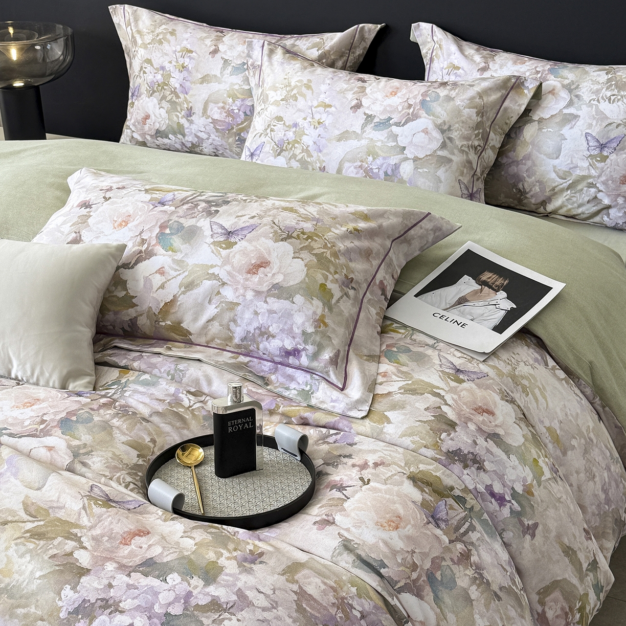 91家纺网 家纺一手货源 找家纺 梵克保罗 2025秋冬新款数码印花全棉磨毛单被套三件套四件套系列 暮云-黄