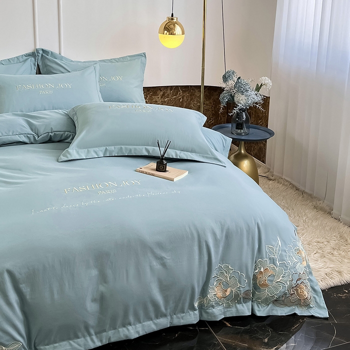 91家纺网 家纺一手货源 找家纺 （总）梵克保罗 2025秋冬新款直播热卖长绒棉刺绣花边四件套-繁星系列