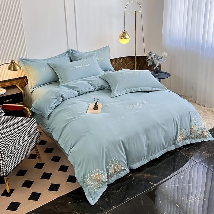 91家纺网 家纺一手货源 找家纺 （总）梵克保罗 2025秋冬新款直播热卖长绒棉刺绣花边四件套-繁星系列