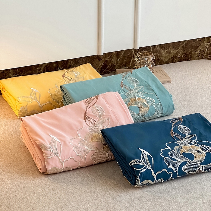 91家纺网 家纺一手货源 找家纺 梵克保罗 2025秋冬新款直播热卖长绒棉刺绣花边四件套-繁星系列 组合图