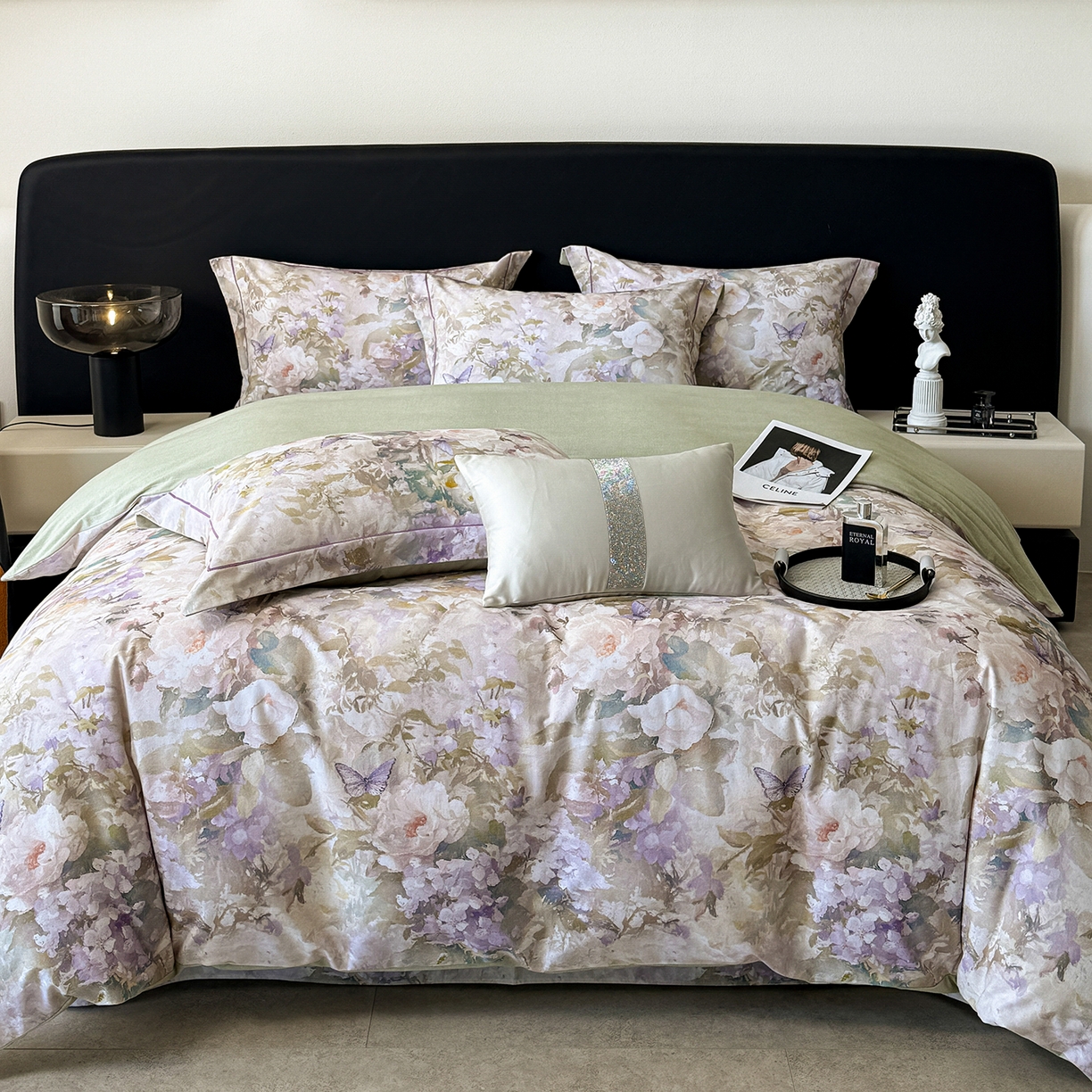 91家纺网 家纺一手货源 找家纺 梵克保罗 2025秋冬新款数码印花全棉磨毛单被套三件套四件套系列 暮云-黄