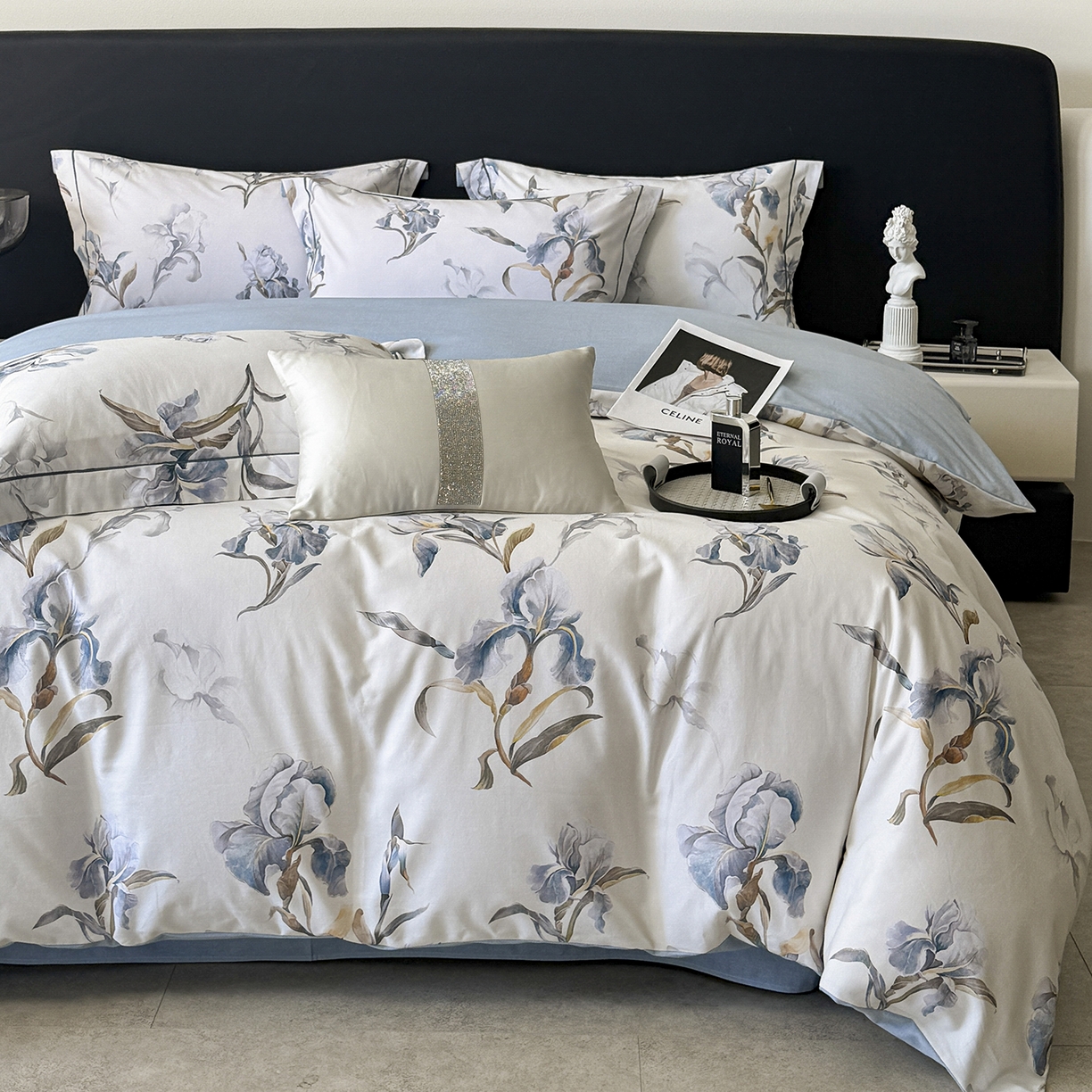 91家纺网 家纺一手货源 找家纺 梵克保罗 2025秋冬新款数码印花全棉磨毛单被套三件套四件套系列 思瑾