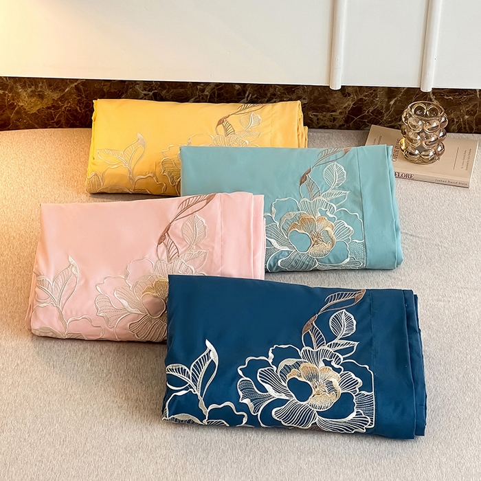 91家纺网 家纺一手货源 找家纺 梵克保罗 2025秋冬新款直播热卖长绒棉刺绣花边四件套-繁星系列 组合图