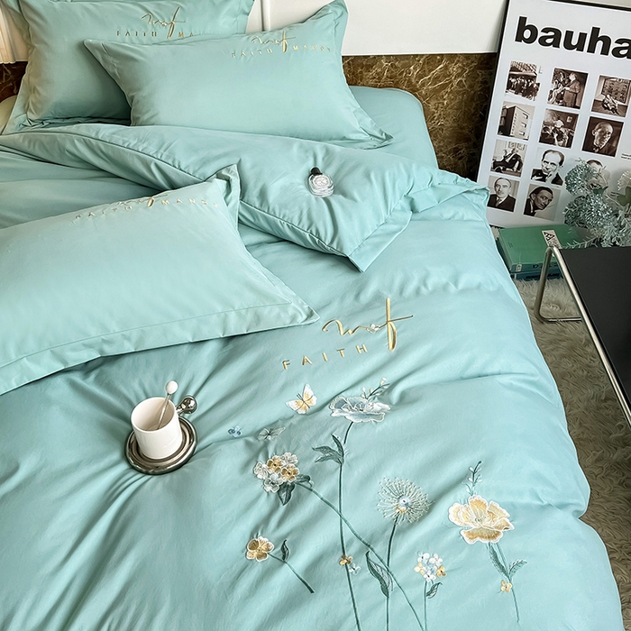 91家纺网 家纺一手货源 找家纺 （总）梵克保罗 2025秋冬新品直播热卖长绒棉刺绣花边四件套-烟雨花都