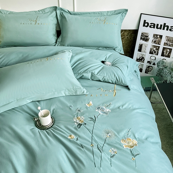 91家纺网 家纺一手货源 找家纺 （总）梵克保罗 2025秋冬新品直播热卖长绒棉刺绣花边四件套-烟雨花都