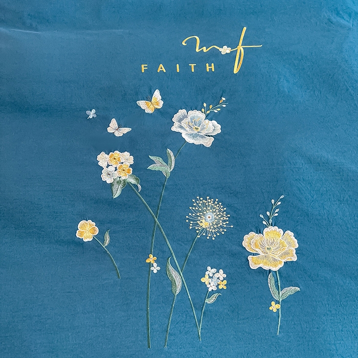 91家纺网 家纺一手货源 找家纺 梵克保罗 2025秋冬新品直播热卖长绒棉刺绣花边四件套-烟雨花都 烟雨花都-钻石蓝