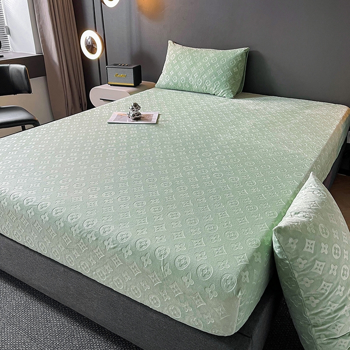 91家纺网 家纺一手货源 找家纺 曼陀罗 2025秋冬新款牛奶绒纯色单床笠 床笠单件-爱乐维 爱乐维-湖绿