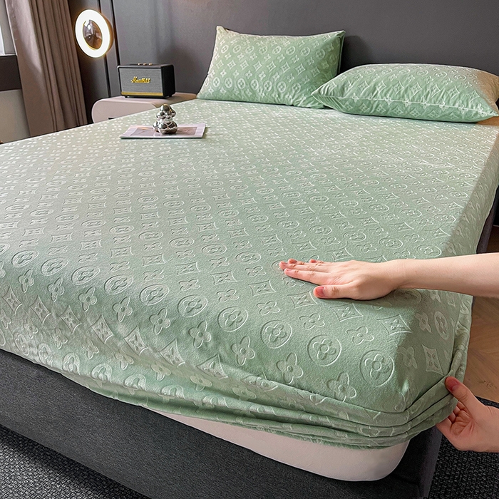 91家纺网 家纺一手货源 找家纺 曼陀罗 2025秋冬新款牛奶绒纯色单床笠 床笠单件-爱乐维 爱乐维-湖绿