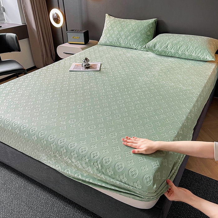 91家纺网 家纺一手货源 找家纺 曼陀罗 2025秋冬新款牛奶绒纯色单床笠 床笠单件-爱乐维 爱乐维-湖绿