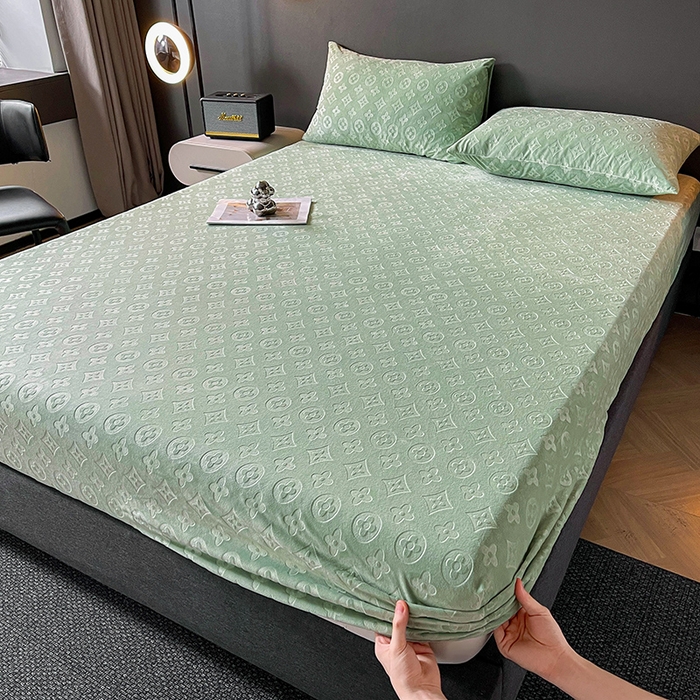 91家纺网 家纺一手货源 找家纺 曼陀罗 2025秋冬新款牛奶绒纯色单床笠 床笠单件-爱乐维 爱乐维-湖绿