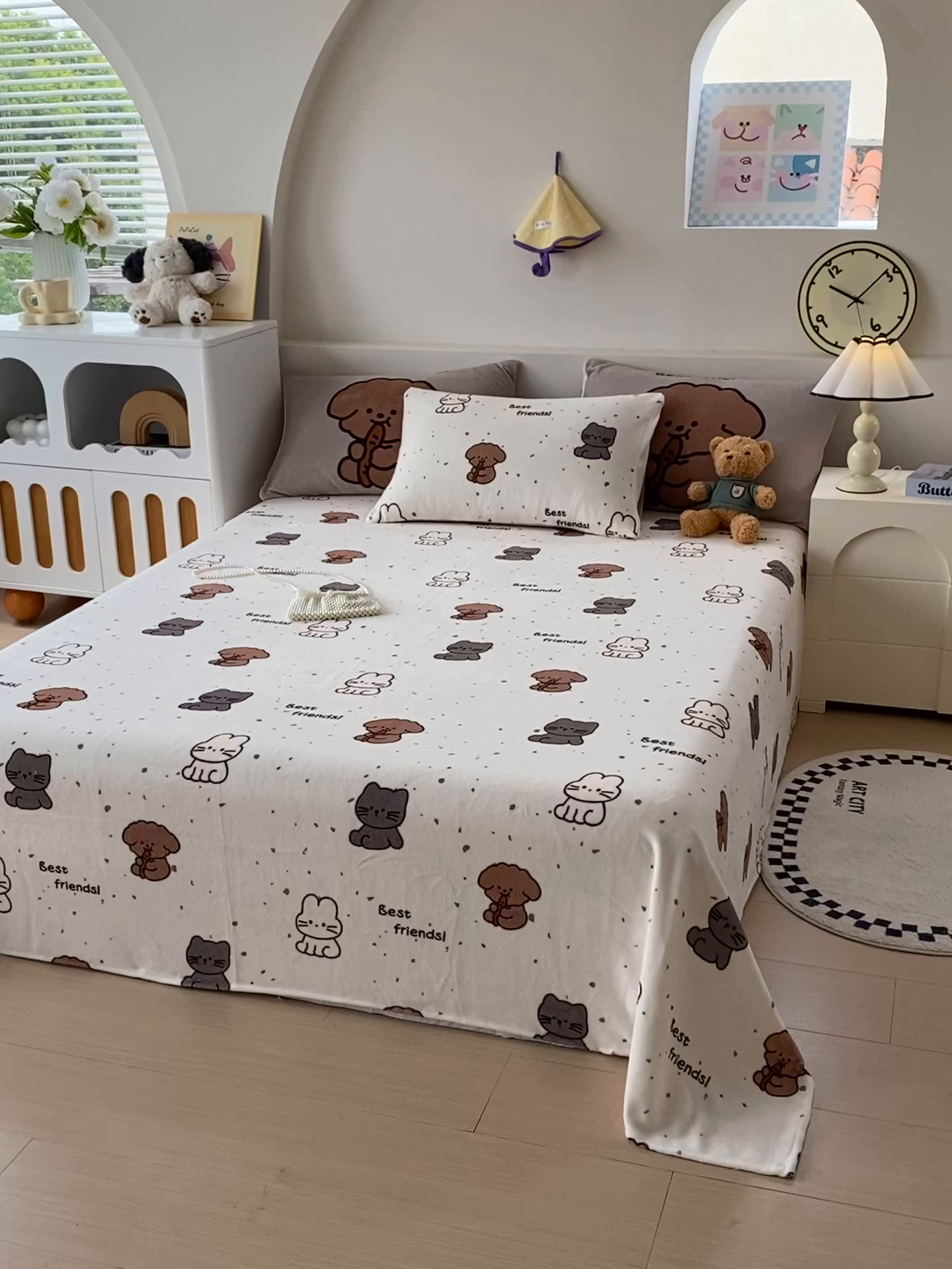 91家纺网 家纺一手货源 找家纺 （总）葡萄家 2025年新款牛奶绒印花单床单萌系卡通床单款