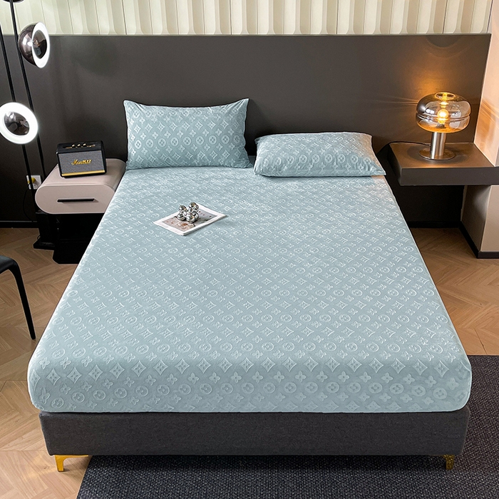 91家纺网 家纺一手货源 找家纺 曼陀罗 2025秋冬新款牛奶绒纯色单床笠 床笠单件-爱乐维 爱乐维-雾蓝