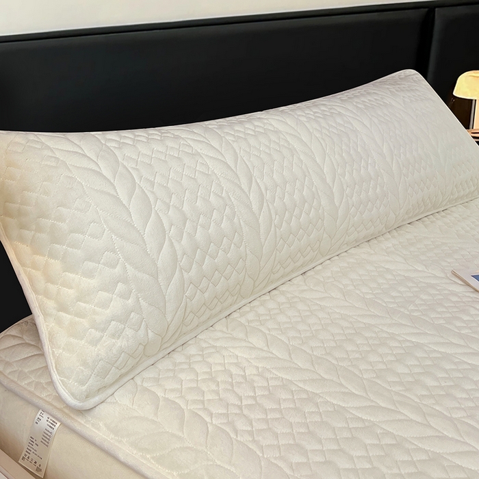 梦舒羽 2025新款牛奶绒夹棉枕套情侣双人加长枕芯套枕头套-轻奢 轻奢包边款-象牙白