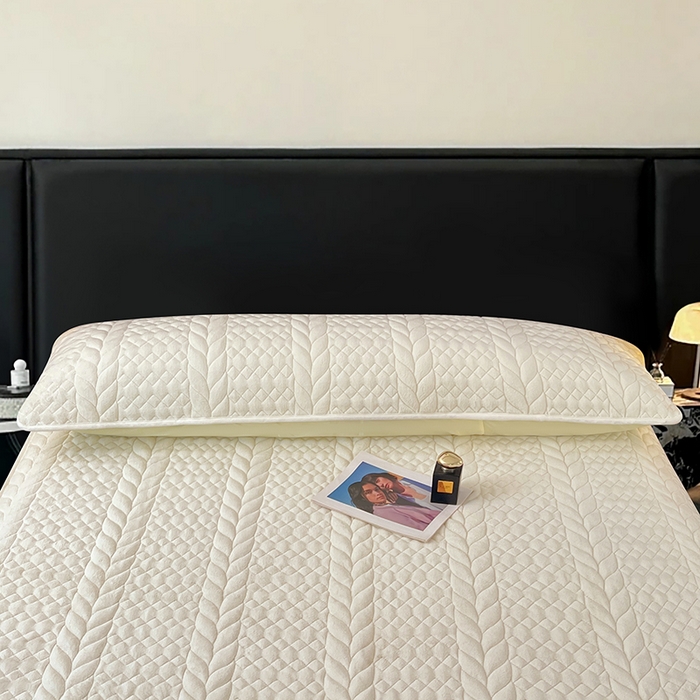 91家纺网 家纺一手货源 找家纺 梦舒羽 2025新款牛奶绒夹棉枕套情侣双人加长枕芯套枕头套-轻奢 轻奢包边款-象牙白