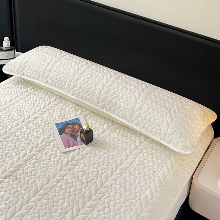 91家纺网 家纺一手货源 找家纺 梦舒羽 2025新款牛奶绒夹棉枕套情侣双人加长枕芯套枕头套-轻奢 轻奢包边款-象牙白