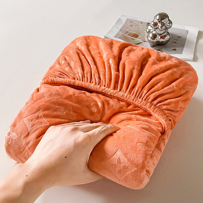 曼陀罗 2025秋冬新款牛奶绒纯色单床笠 床笠单件-爱乐维 爱乐维-星橙