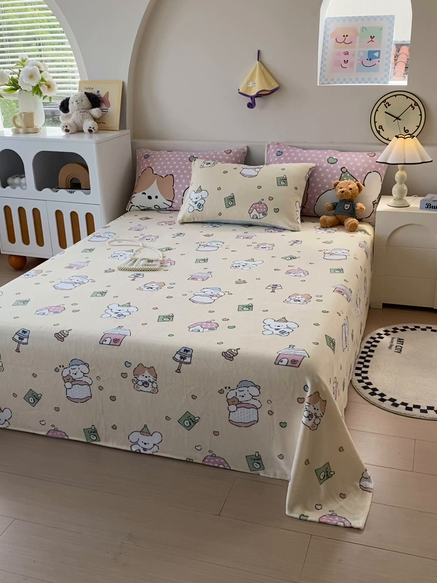 91家纺网 家纺一手货源 找家纺 （总）葡萄家 2025年新款牛奶绒印花单床单萌系卡通床单款