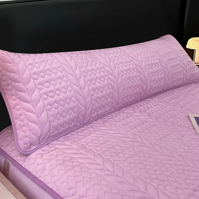 梦舒羽 2025新款牛奶绒夹棉枕套情侣双人加长枕芯套枕头套-轻奢 轻奢包边款-梦幻紫