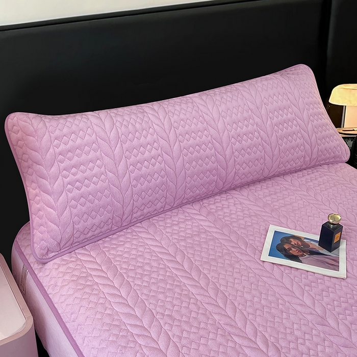 91家纺网 家纺一手货源 找家纺 梦舒羽 2025新款牛奶绒夹棉枕套情侣双人加长枕芯套枕头套-轻奢 轻奢包边款-梦幻紫