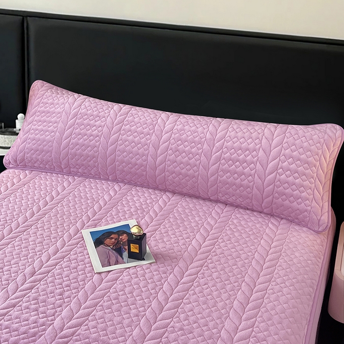 91家纺网 家纺一手货源 找家纺 梦舒羽 2025新款牛奶绒夹棉枕套情侣双人加长枕芯套枕头套-轻奢 轻奢包边款-梦幻紫