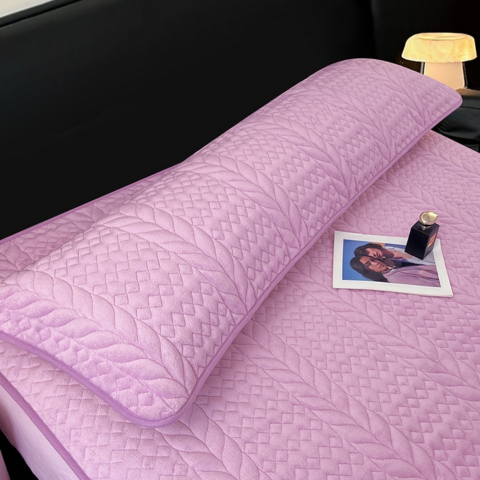 91家纺网 家纺一手货源 找家纺 梦舒羽 2025新款牛奶绒夹棉枕套情侣双人加长枕芯套枕头套-轻奢 轻奢包边款-梦幻紫