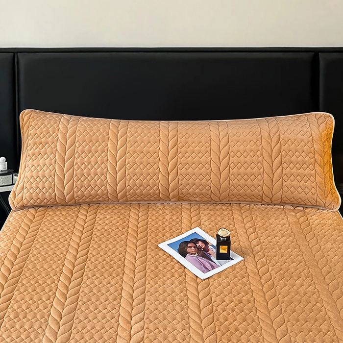 91家纺网 家纺一手货源 找家纺 梦舒羽 2025新款牛奶绒夹棉枕套情侣双人加长枕芯套枕头套-轻奢 轻奢包边款-奶茶咖