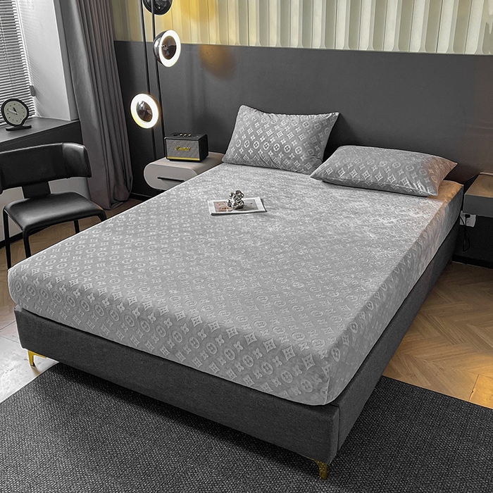 91家纺网 家纺一手货源 找家纺 曼陀罗 2025秋冬新款牛奶绒纯色单床笠 床笠单件-爱乐维 爱乐维-夜灰