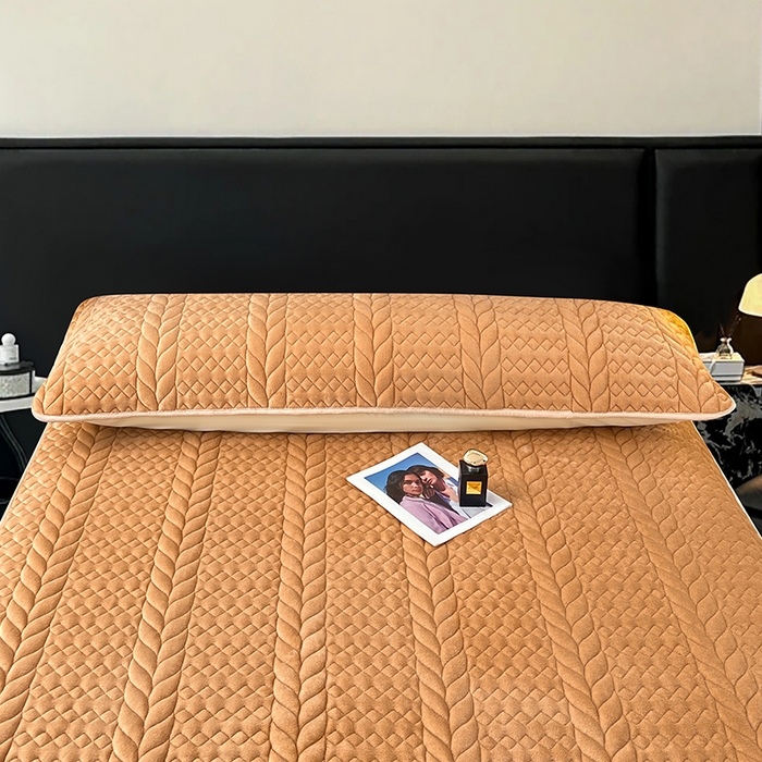 91家纺网 家纺一手货源 找家纺 梦舒羽 2025新款牛奶绒夹棉枕套情侣双人加长枕芯套枕头套-轻奢 轻奢包边款-奶茶咖