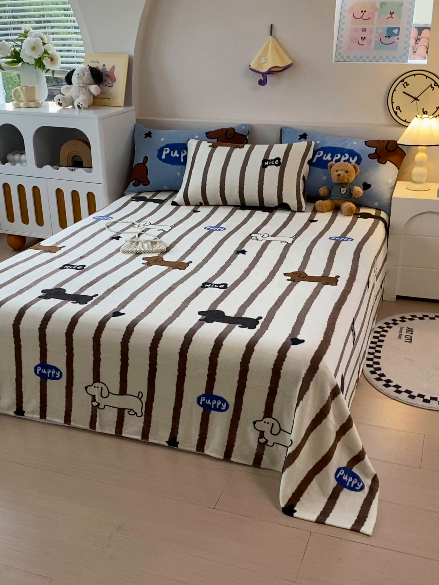 91家纺网 家纺一手货源 找家纺 （总）葡萄家 2025年新款牛奶绒印花单床单萌系卡通床单款