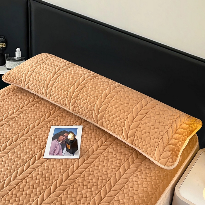 91家纺网 家纺一手货源 找家纺 梦舒羽 2025新款牛奶绒夹棉枕套情侣双人加长枕芯套枕头套-轻奢 轻奢包边款-奶茶咖