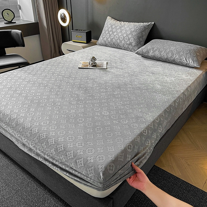 91家纺网 家纺一手货源 找家纺 曼陀罗 2025秋冬新款牛奶绒纯色单床笠 床笠单件-爱乐维 爱乐维-夜灰