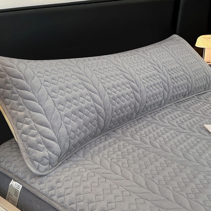 梦舒羽 2025新款牛奶绒夹棉枕套情侣双人加长枕芯套枕头套-轻奢 轻奢包边款-星辰灰