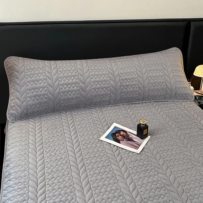 91家纺网 家纺一手货源 找家纺 梦舒羽 2025新款牛奶绒夹棉枕套情侣双人加长枕芯套枕头套-轻奢 轻奢包边款-星辰灰