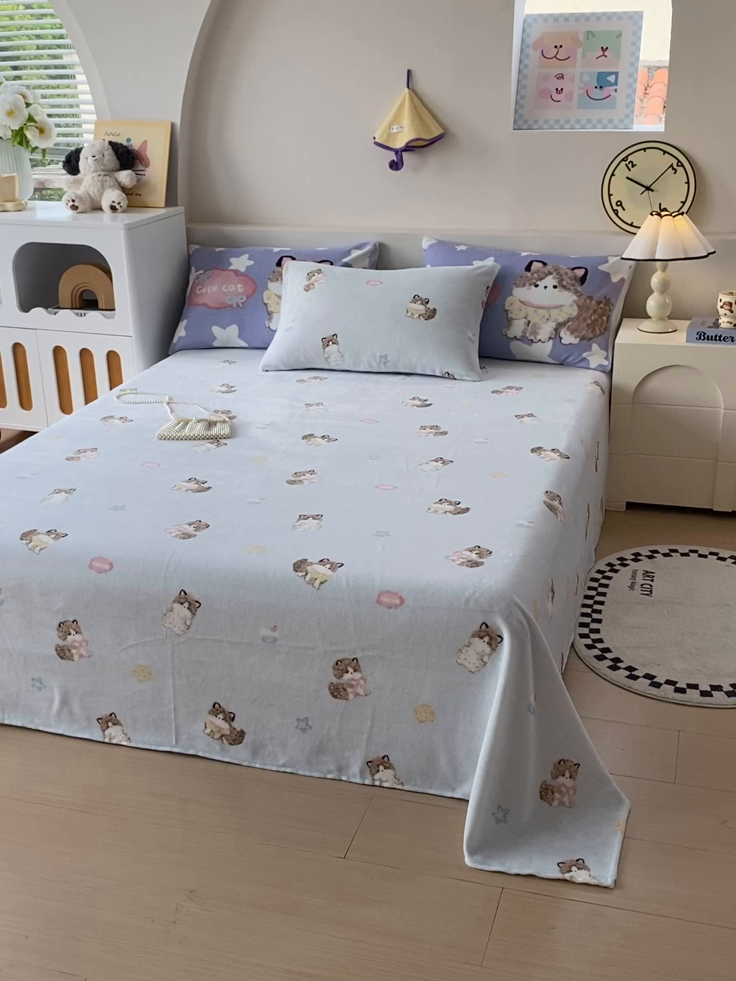 91家纺网 家纺一手货源 找家纺 （总）葡萄家 2025年新款牛奶绒印花单床单萌系卡通床单款