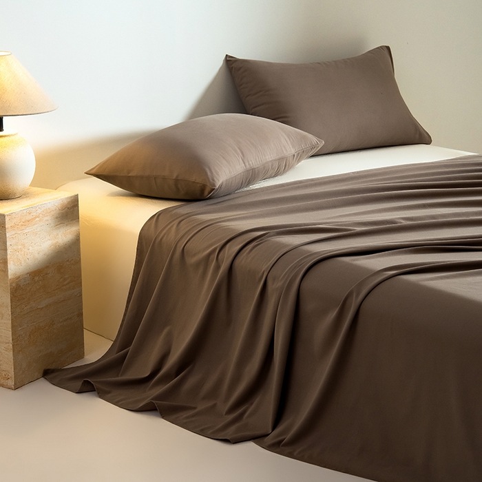 91家纺网 家纺一手货源 找家纺 Mr.pig猪先生水洗棉 2025新款A类50支双股全棉纯棉贡缎磨毛单床单 沙尘灰