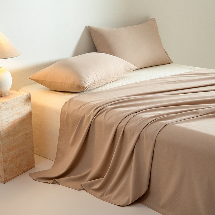 Mr.pig猪先生水洗棉 2025新款A类50支双股全棉纯棉贡缎磨毛单床单 奶茶香槟