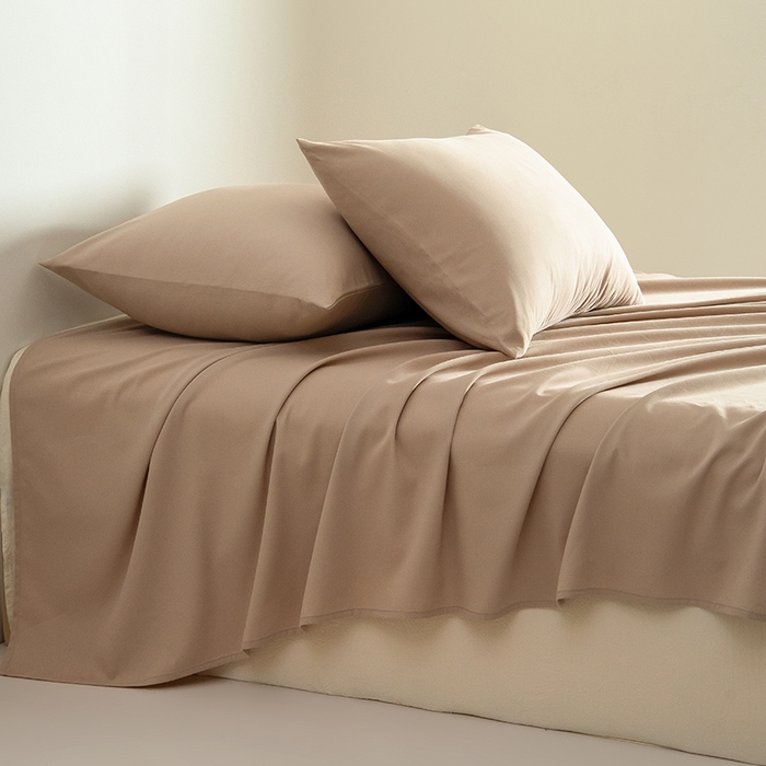 91家纺网 家纺一手货源 找家纺 Mr.pig猪先生水洗棉 2025新款A类50支双股全棉纯棉贡缎磨毛单床单 奶茶香槟