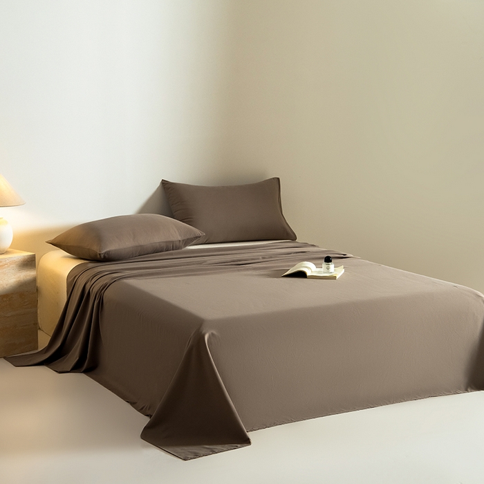 91家纺网 家纺一手货源 找家纺 Mr.pig猪先生水洗棉 2025新款A类50支双股全棉纯棉贡缎磨毛单床单 沙尘灰