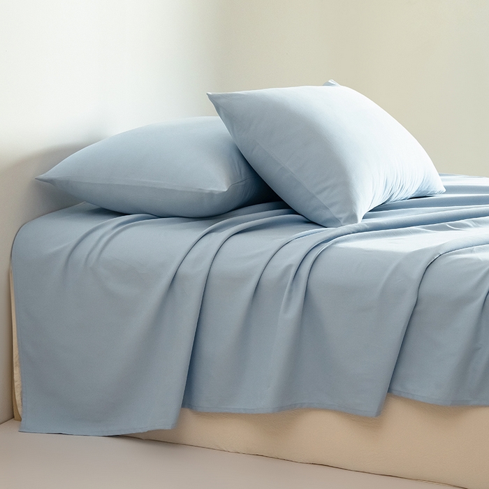 91家纺网 家纺一手货源 找家纺 Mr.pig猪先生水洗棉 2025新款A类50支双股全棉纯棉贡缎磨毛单床单 挪威蓝