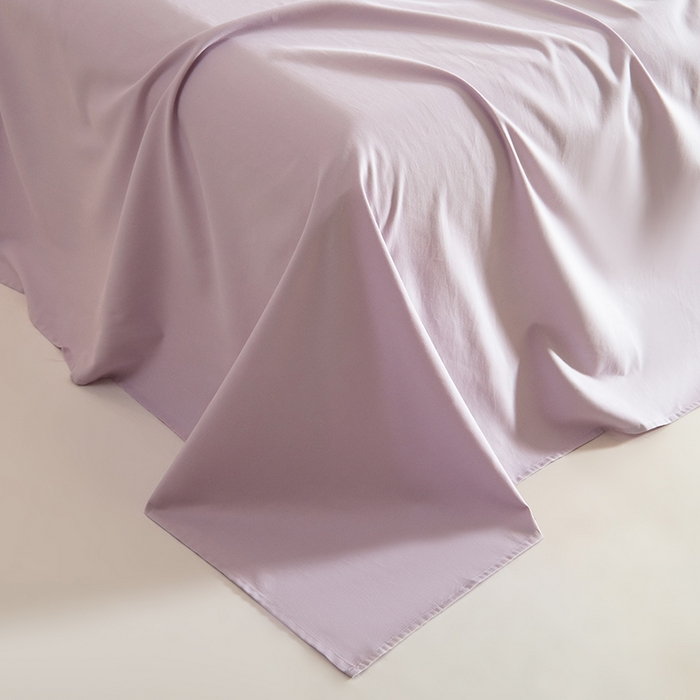 91家纺网 家纺一手货源 找家纺 Mr.pig猪先生水洗棉 2025新款A类50支双股全棉纯棉贡缎磨毛单床单 郁金香紫