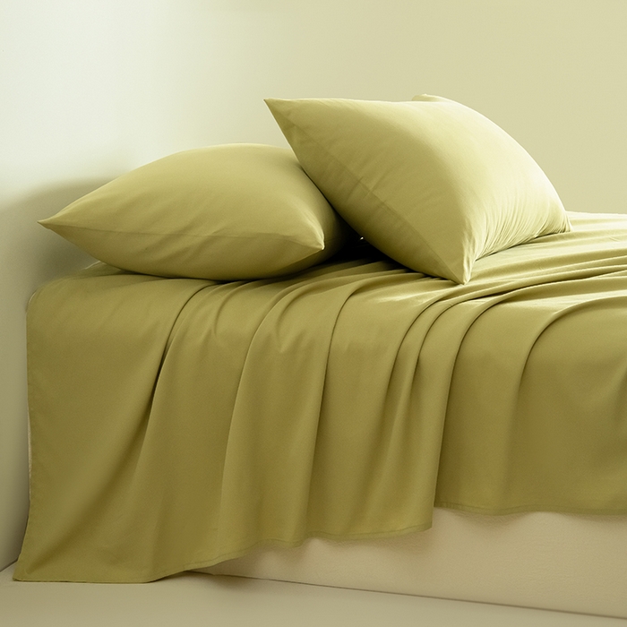 91家纺网 家纺一手货源 找家纺 Mr.pig猪先生水洗棉 2025新款A类50支双股全棉纯棉贡缎磨毛单床单 莫兰绿