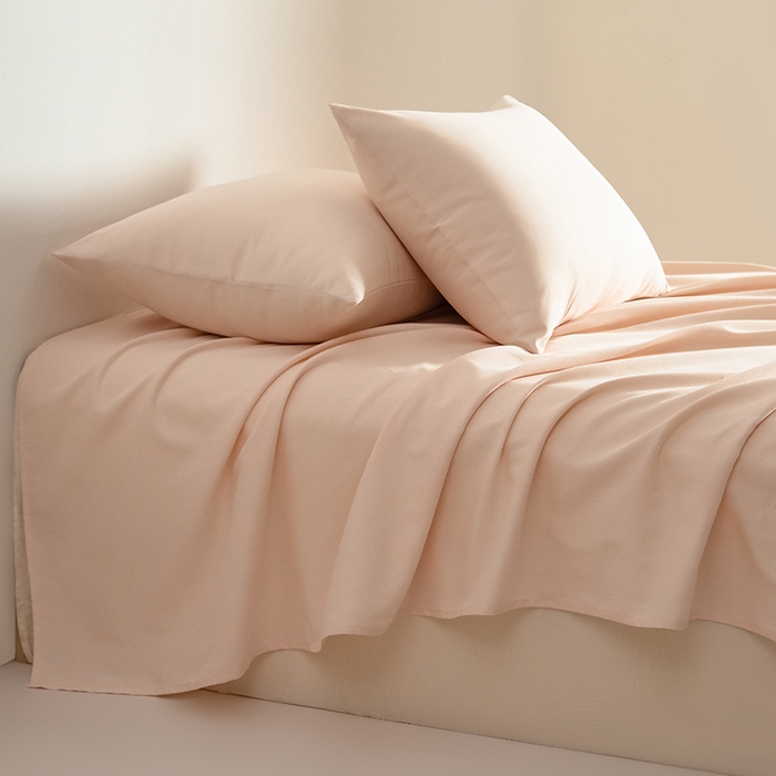 91家纺网 家纺一手货源 找家纺 Mr.pig猪先生水洗棉 2025新款A类50支双股全棉纯棉贡缎磨毛单床单 芙蓉粉