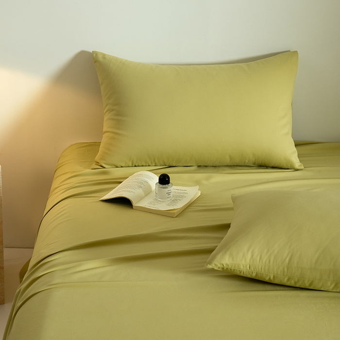 91家纺网 家纺一手货源 找家纺 Mr.pig猪先生水洗棉 2025新款A类50支双股全棉纯棉贡缎磨毛单床单 莫兰绿