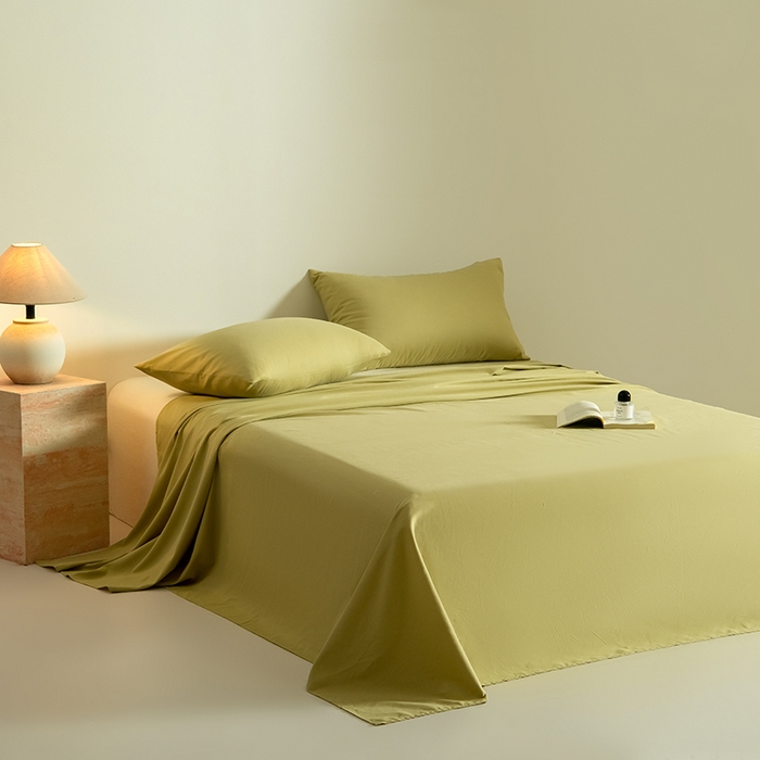 91家纺网 家纺一手货源 找家纺 Mr.pig猪先生水洗棉 2025新款A类50支双股全棉纯棉贡缎磨毛单床单 莫兰绿